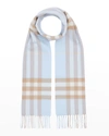 Burberry Classic Giant Check Cashmere Scarf In Pale Blue Arc Bei