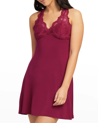 Fleur't Belle Epoque T-back Chemise In Sangria