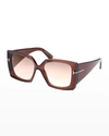 Tom Ford Jacquetta Square Injection Plastic Sunglasses In Burgundy