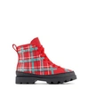 Camper Red Exclusive Tartan Brutus Ankle Boots In Red
