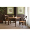 International Concepts 36x36 Dining Table With 2 X-back Chairs