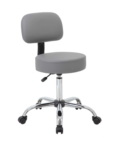 Boss Office Products Adjustable Caressoft Medical Stool W/ Back Cushion In Gray
