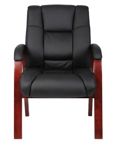 Boss Office Products Mid Back Wood Finished Guest Chair In Black