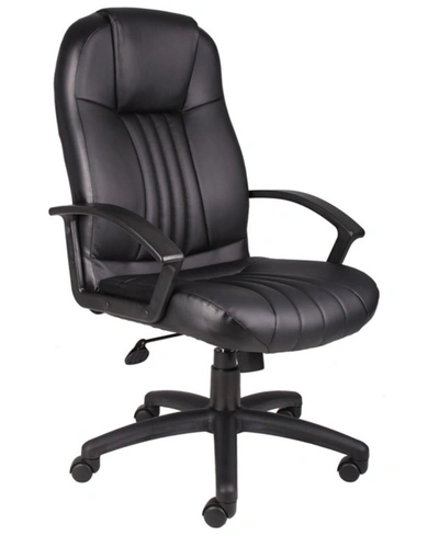 Boss Office Products High Back Leather Plus Chair In Black