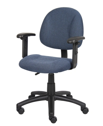 Boss Office Products Deluxe Posture Chair W/ Adjustable Arms In Blue