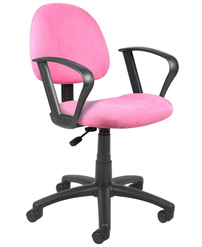 Boss Office Products Microfiber Deluxe Posture Chair W/ Loop Arms In Pink