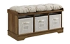 WALKER EDISON 42" WOOD STORAGE BENCH WITH TOTES AND CUSHION - RUSTIC OAK