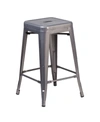 CLICKHERE2SHOP OFFEX 24" HIGH BACKLESS CLEAR COATED METAL INDOOR BAR STOOL WITH SQUARE SEAT