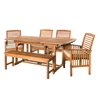 WALKER EDISON 6-PIECE ACACIA WOOD OUTDOOR PATIO DINING SET WITH CUSHIONS - BROWN