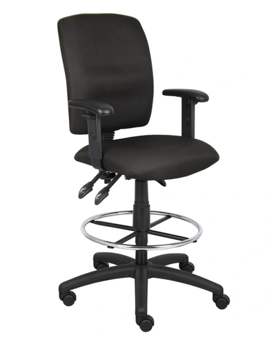 Boss Office Products Multi-function Drafting Stool With Adjustable Arms In Black