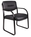 BOSS OFFICE PRODUCTS LEATHERPLUS SLED BASE SIDE CHAIR W/ ARMS