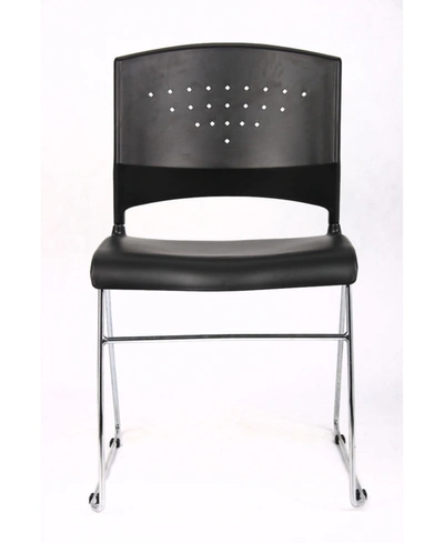 Boss Office Products Black Stack Chair With Chrome Frame, Set Of 2