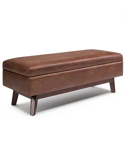 SIMPLI HOME OWEN MID CENTURY MODERN RECTANGLE RECTANGULAR STORAGE OTTOMAN 