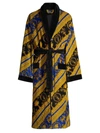 Versace I Love Baroque Printed Cotton Bathrobe In Black Blue