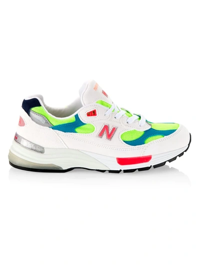 New Balance Unisex 992 Lace-up Sneakers In White/green/silver
