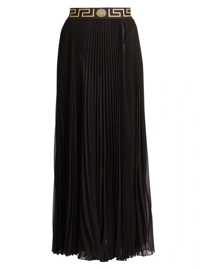 Versace Greca 百褶超长半身裙 In Black