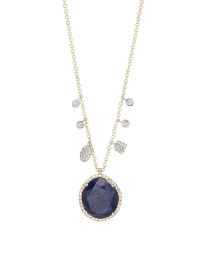 Meira T Women's 14k Gold, Diamond & Sapphire Charm Necklace In Yellow Gold