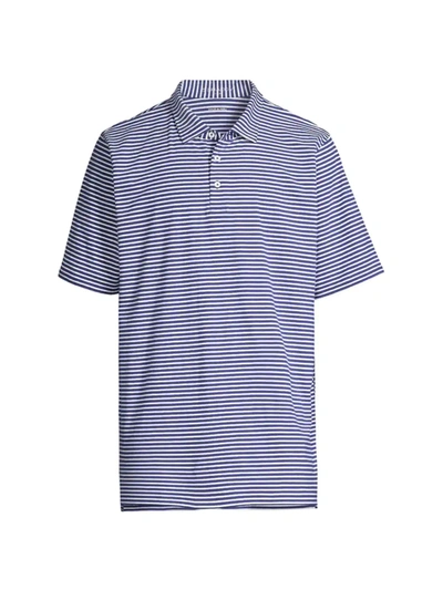B Draddy Tommy Striped Short-sleeve Polo In Regal White