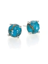 Ippolita Women's Rock Candy Bronze Turquoise, Clear Quartz & Sterling Silver Mini Stud Earrings In Silver/turquoise