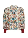 ALICE AND OLIVIA WOMEN'S APRIL EMBROIDERED FLORAL BLOUSE,400015392046