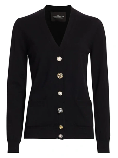 The Marc Jacobs The Jewelled Button Cardigan In Black