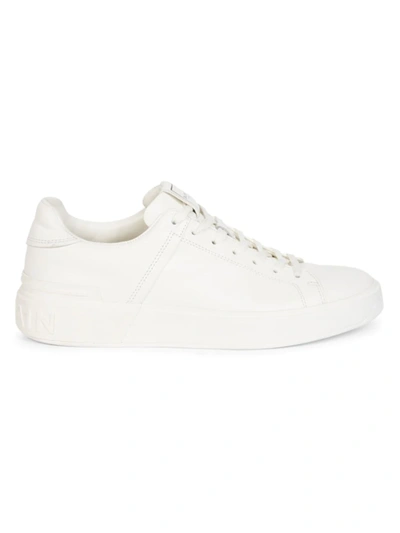 Balmain B-court White Low Top Sneakers With Logo Patch On The Tongue In Leather Man In Multi