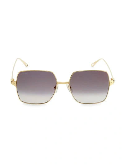 Cartier Santos De  57mm Square Sunglasses In Smooth Gold