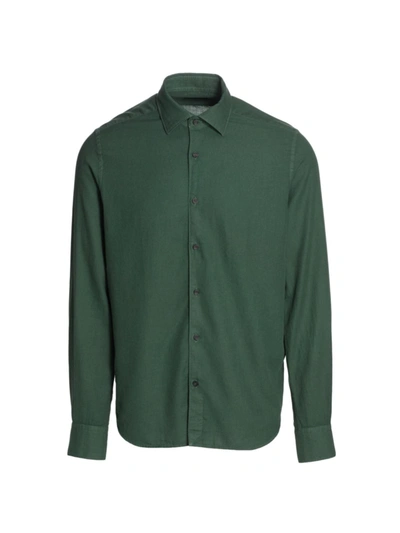 Saks Fifth Avenue Collection Washed Cotton Button-down Long-sleeve Shirt In Darkest Spruce
