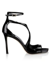 Jimmy Choo 95mm Azia Patent Leather Sandals In Black