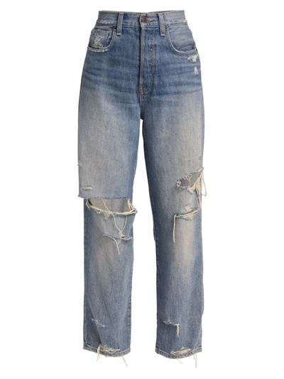 Veronica Beard Blake High-rise Distressed Straight-leg Jeans In Clearwater