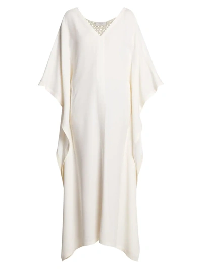 Agnona Wool Blend Cady Kaftan Dress In Bianco