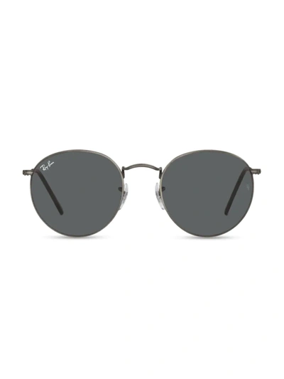 Ray Ban Icons 50mm Round Metal Sunglasses In Antique Gunmetal