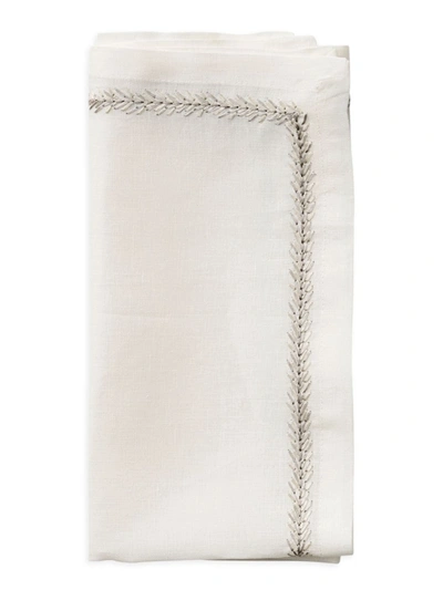 Kim Seybert Jardin Linen Napkin In White Silver