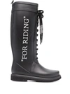 OFF-WHITE SLOGAN-PRINT RUBBER BOOTS
