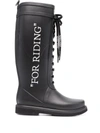 Off-white Woman Knee Boots Black Size 10 Rubber In Schwarz
