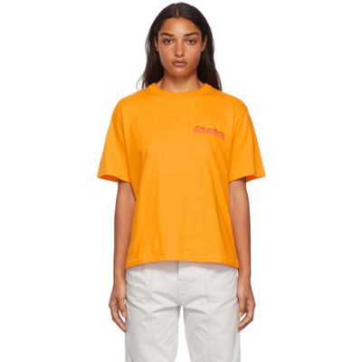 Heron Preston For Calvin Klein Orange Season 2 Heavy Weight T-shirt In 710 Sunflower