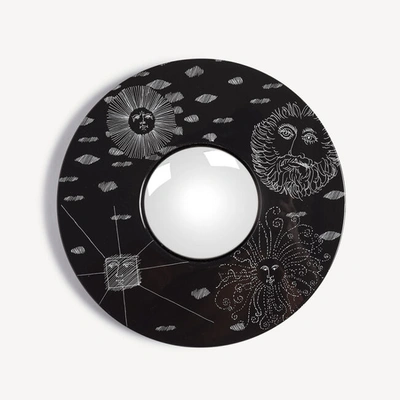 Fornasetti Frame With Convex Mirror Solitario In White/black
