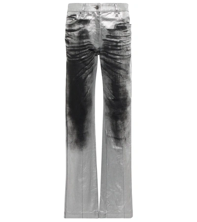 Peter Do Metallic Mid-rise Straight Jeans In Silber