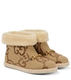 GUCCI GG WOOL-TRIMMED ANKLE BOOTS,P00613322