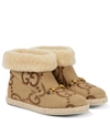 Gucci 10mm Fria Canvas Logo Snow Boots In Cam.ebony/n.acero/bu