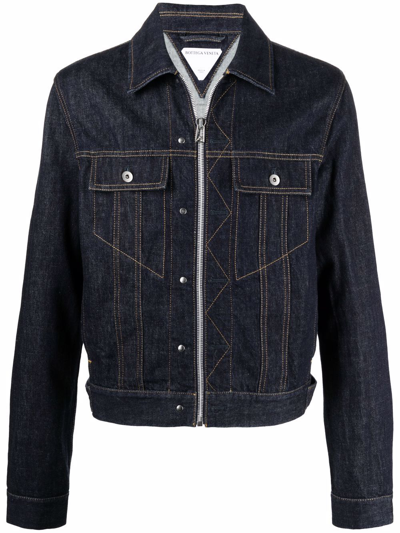 Bottega Veneta Zip-up Denim Jacket In Blue