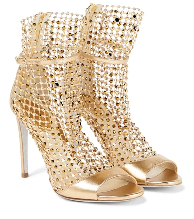 René Caovilla Galaxia Embellished Leather Sandals In Mekong Lamb/gold Mix Verison