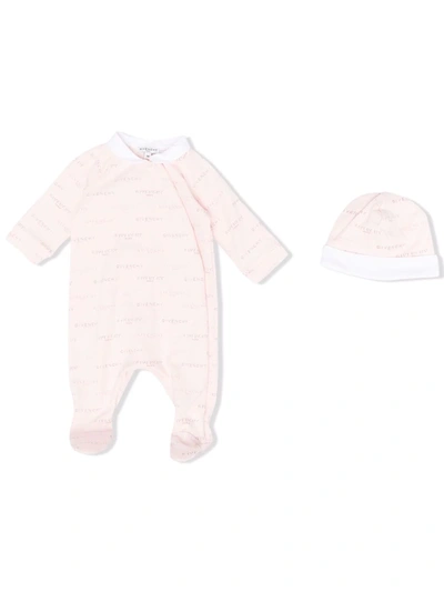 Givenchy Babies' Shadow 印花连体睡衣 In Pink