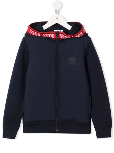 Bosswear Kids' Logo-print Hooded Jacket In Blue