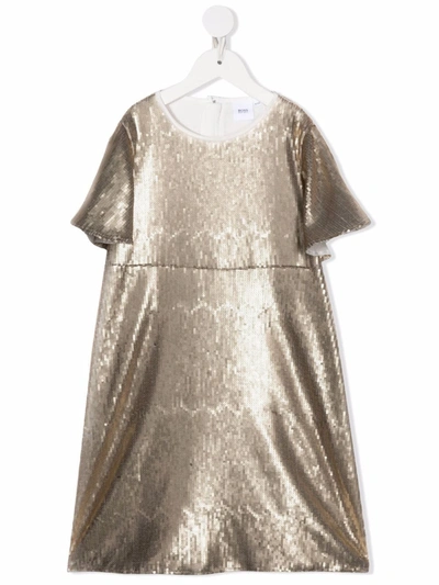 Bosswear Kids' Sequin-embellished Midi Dress In Gold