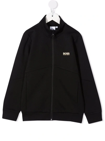Bosswear Kids' Chest Logo-print Bomber Jacket In Black