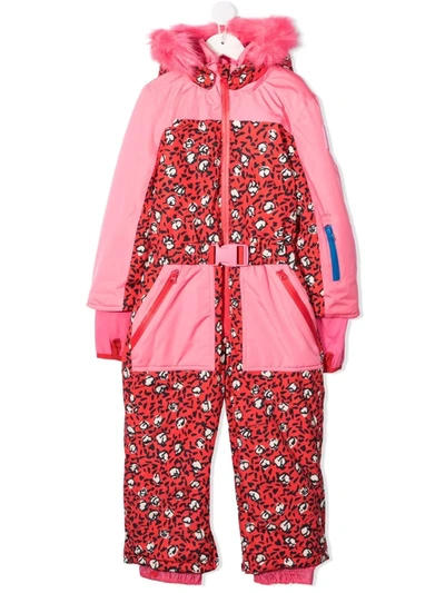 The Marc Jacobs Kids' Hooded Contrast Panel Snowsuit In Red