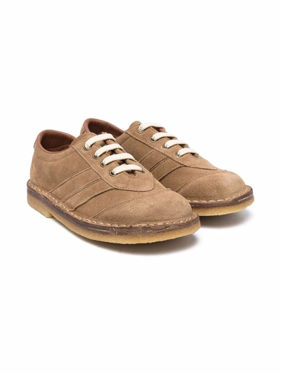 Pèpè Kids' Lace-up Suede Loafers In Neutrals