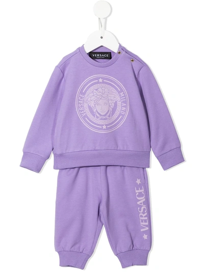Versace Babies' Medusa-print Tracksuit Set In Purple