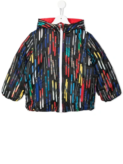 Paul Smith Junior Kids' All Over Print Nylon Puffer Jacket In Black